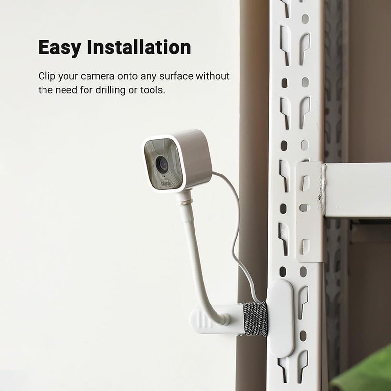 Holicfun Clip Mount for Ring, Blink, Eufy, Google Nest, Wyze, and Arlo Indoor Outdoor Cameras, 15cm Gooseneck Arm, Flexible Adjustment, Strong Clamp, White - Image 1